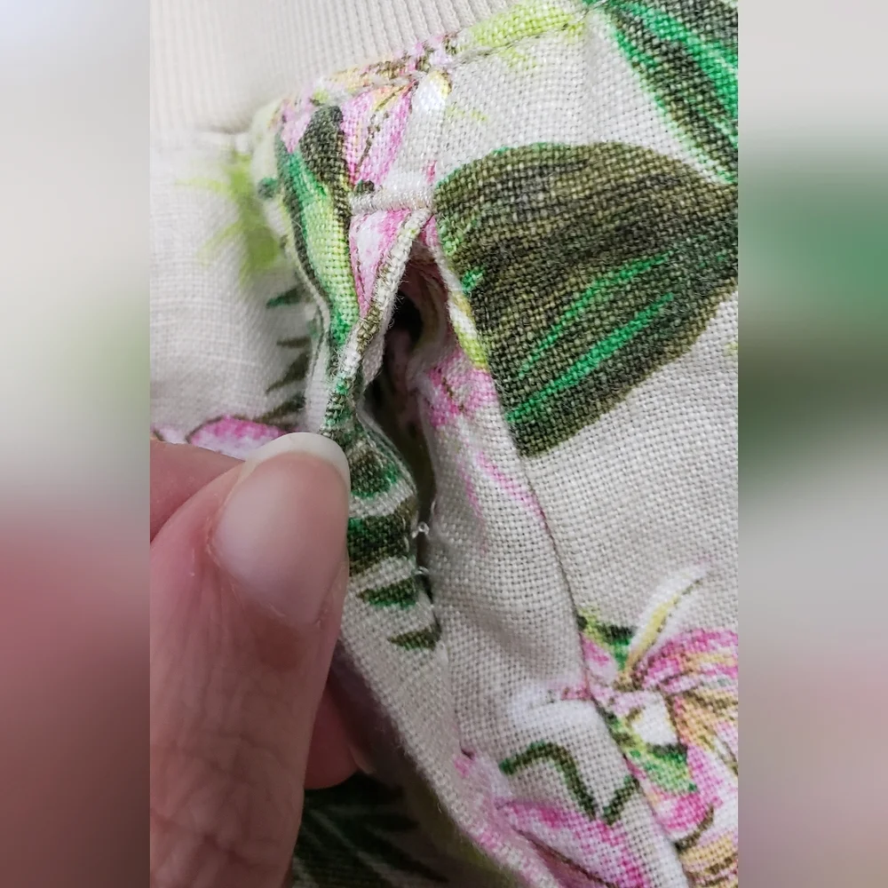 J. Jill Love Linen Orchid Spring Cropped Pants Floral XLP Beachy Resort Vacation